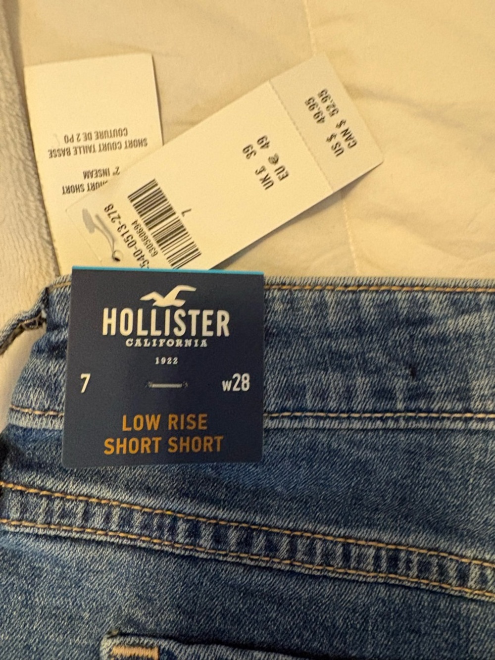 Hollister Dark Blue Denim Cutoff Shorts with Neon Paint Lightning - Picture 7 of 10